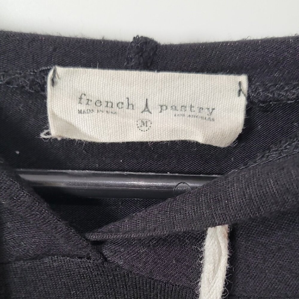 French Pastry Black Hoodie "I Donut Care" Lightweight Pullover With Drawstrings - Picture 5 of 9